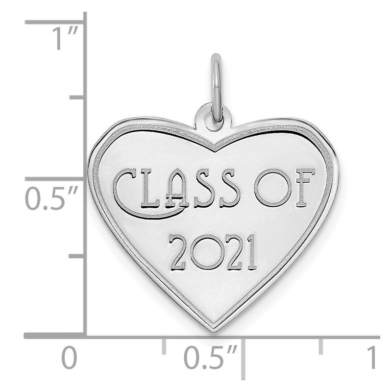 14k White Goldw Class of 2021 Heart Charm