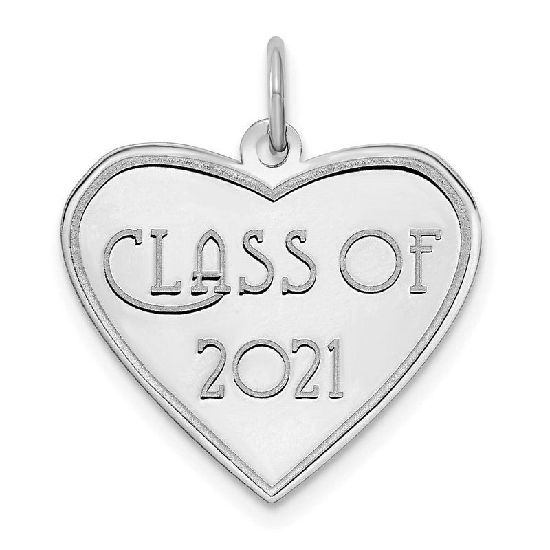 14k White Goldw Class of 2021 Heart Charm