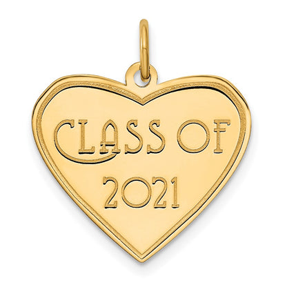 14k Yellow Gold Class of 2021 Heart Charm