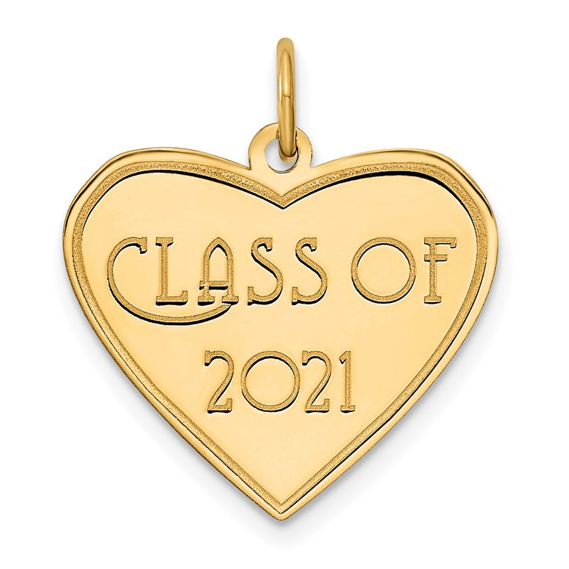 14k Yellow Gold Class of 2021 Heart Charm