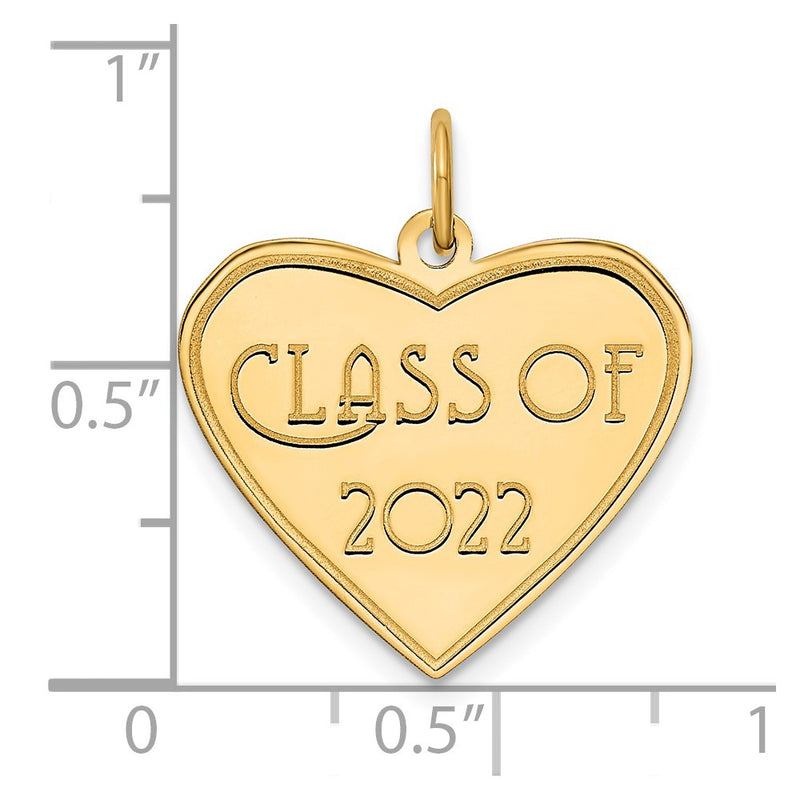 14k Yellow Gold Class of 2022 Heart Charm