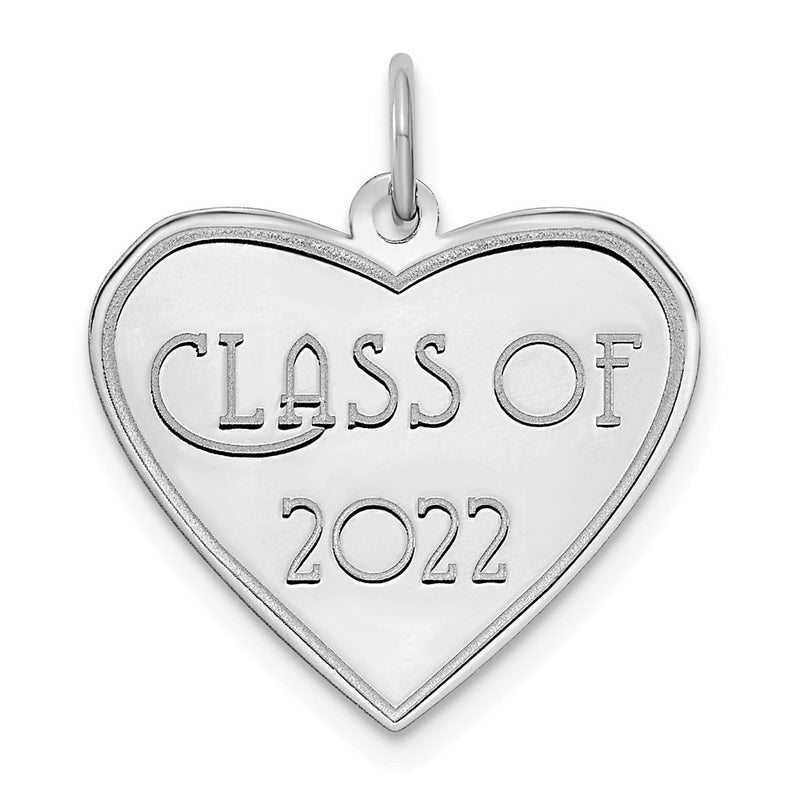 14k White Goldw Class of 2022 Heart Charm