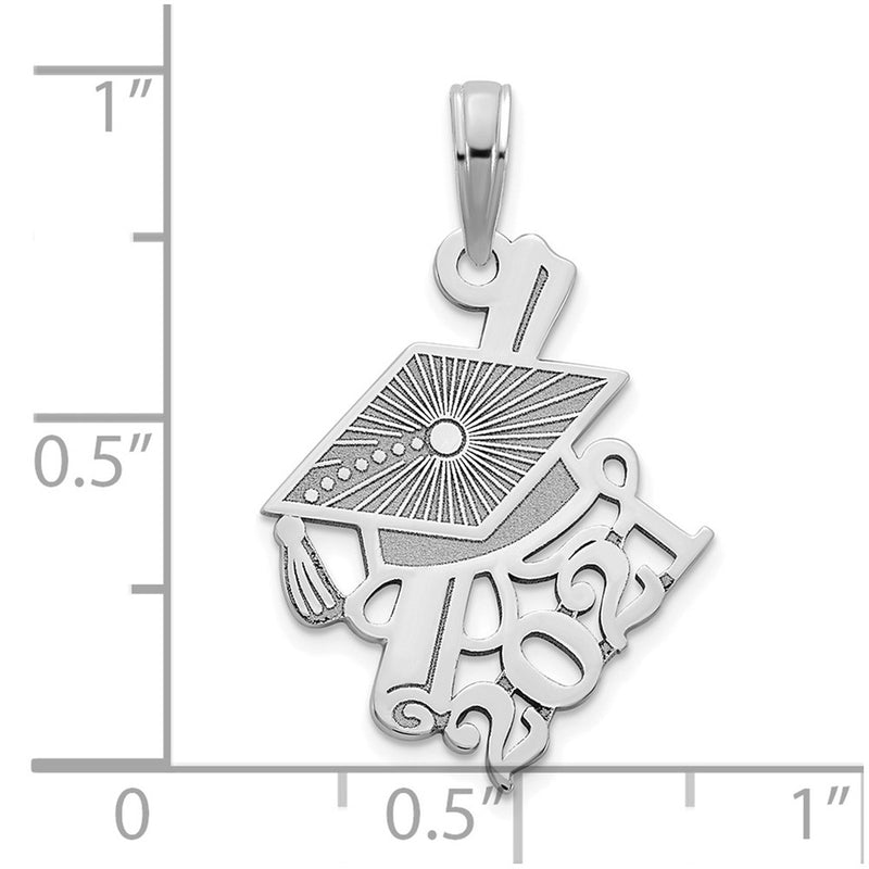14k White Goldw Graduations Cap and Slanted Diploma 2021 Charm