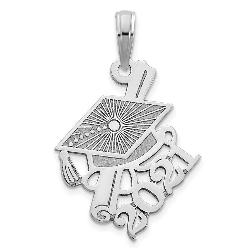 14k White Goldw Graduations Cap and Slanted Diploma 2021 Charm
