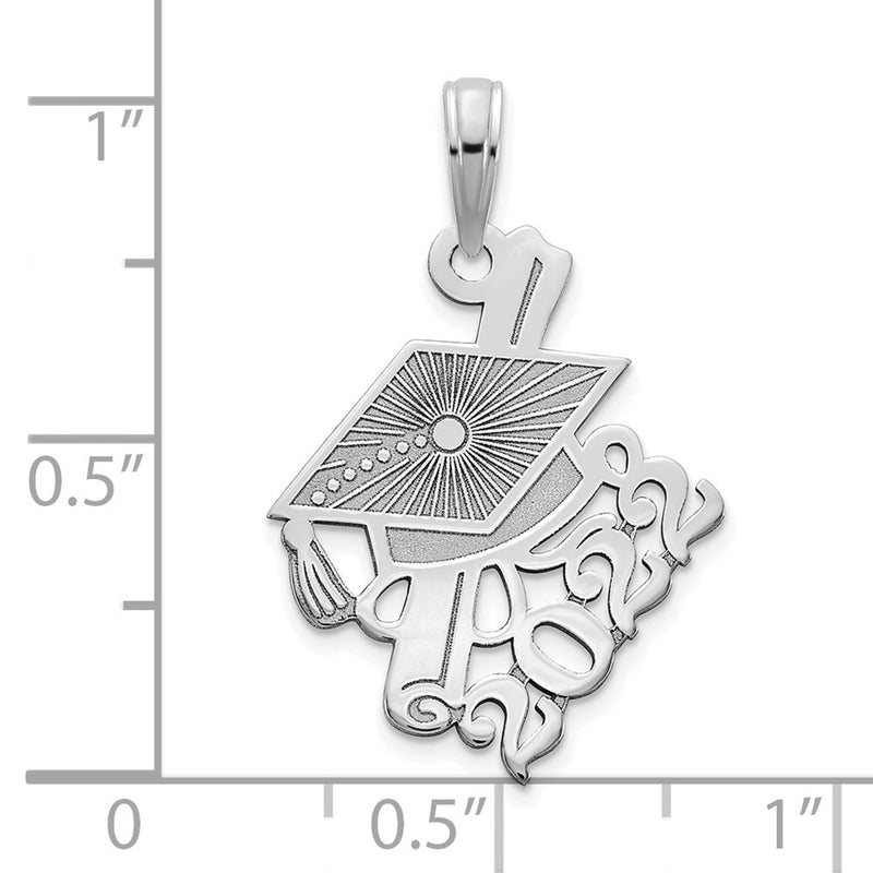 14k White Goldw Graduations Cap and Slanted Diploma 2022 Charm