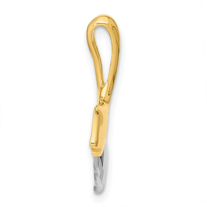 14k Yellow & Rhodium Gold w/White Rhodium Polished Whale Tail Slide