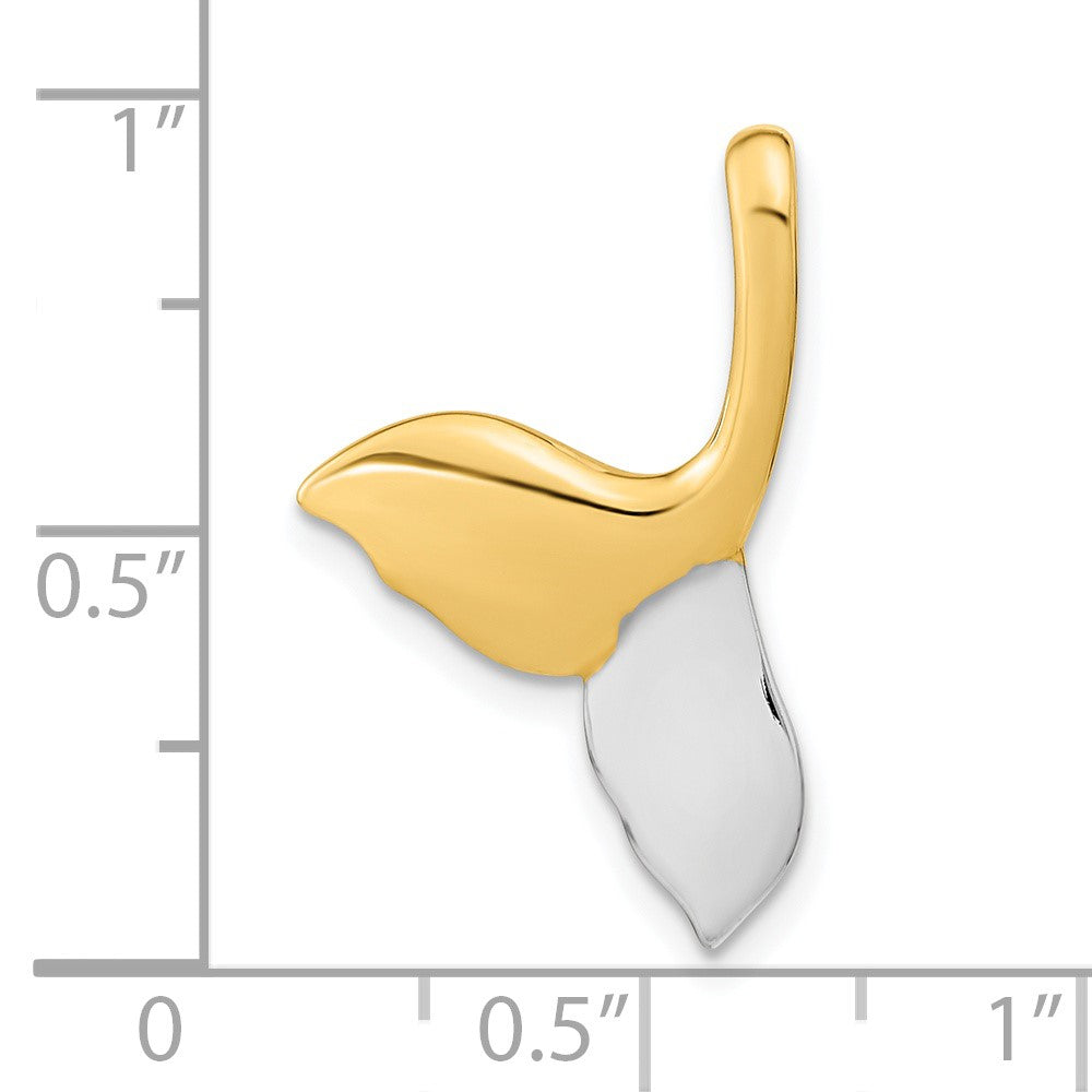 14k Yellow & Rhodium Gold w/White Rhodium Polished Whale Tail Slide