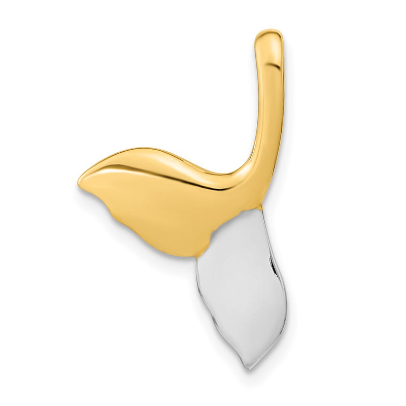 14k Yellow & Rhodium Gold w/White Rhodium Polished Whale Tail Slide