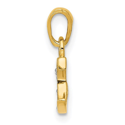 14k and Rhodium Polished .01ct Diamond Initial C Pendant