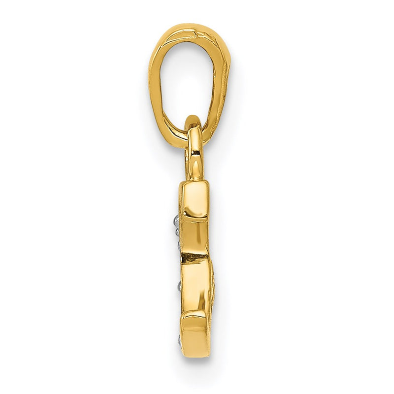 14k and Rhodium Polished .01ct Diamond Initial C Pendant