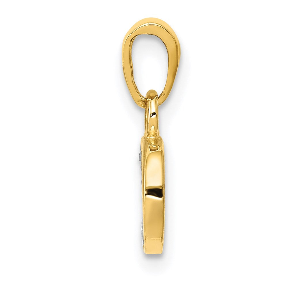 14k and Rhodium Polished .01ct Diamond Initial D Pendant