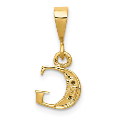 14k and Rhodium Polished .01ct Diamond Initial G Charm