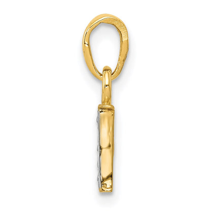 14k and Rhodium Polished .01ct Diamond Initial I Charm