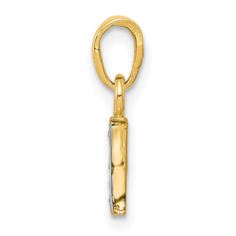 14k and Rhodium Polished .01ct Diamond Initial I Charm