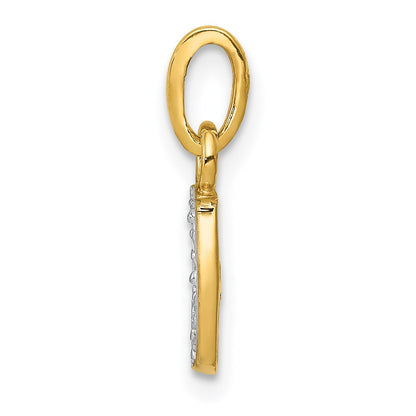 14k and Rhodium Polished .01ct Diamond Initial J Charm
