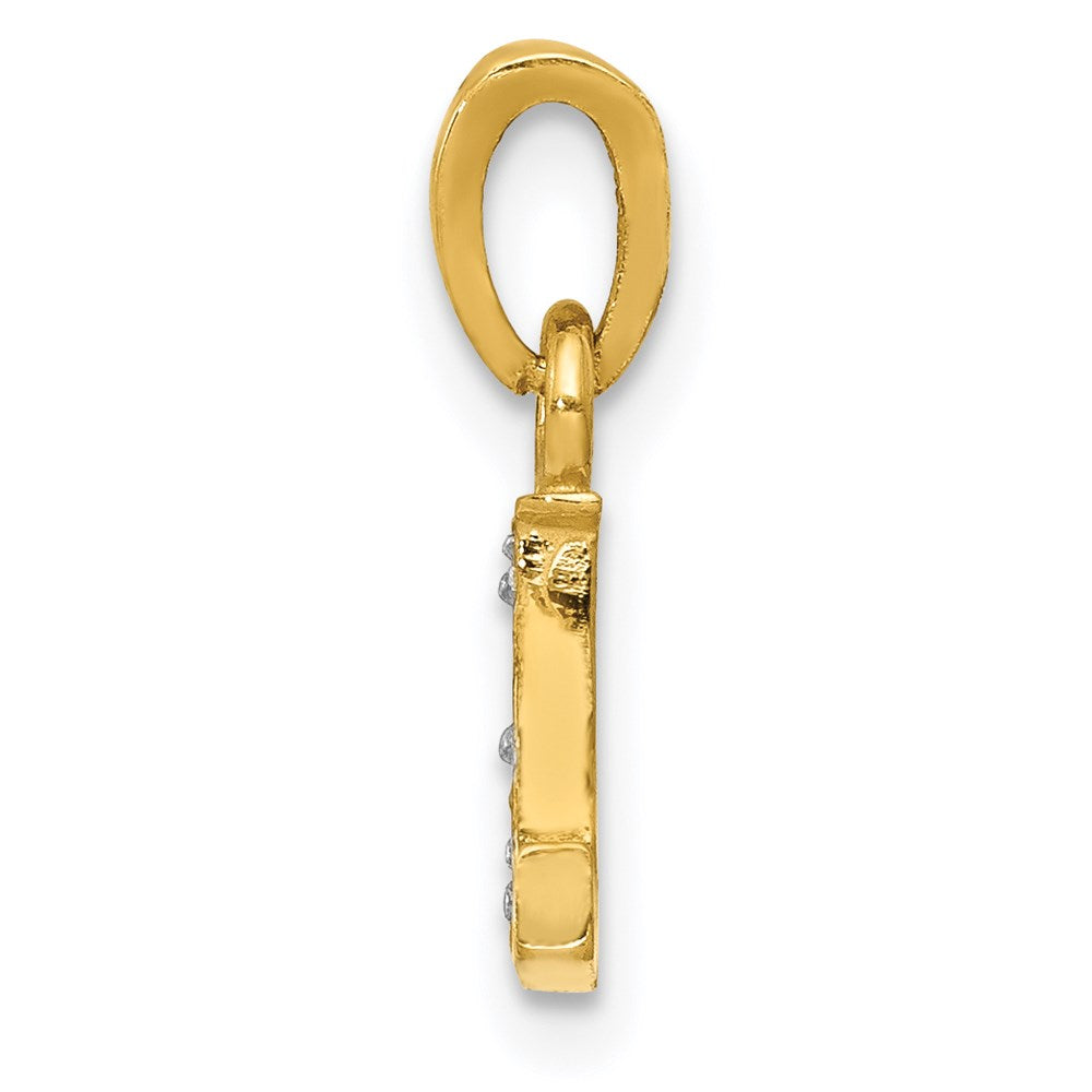14k and Rhodium Polished .01ct Diamond Initial L Charm