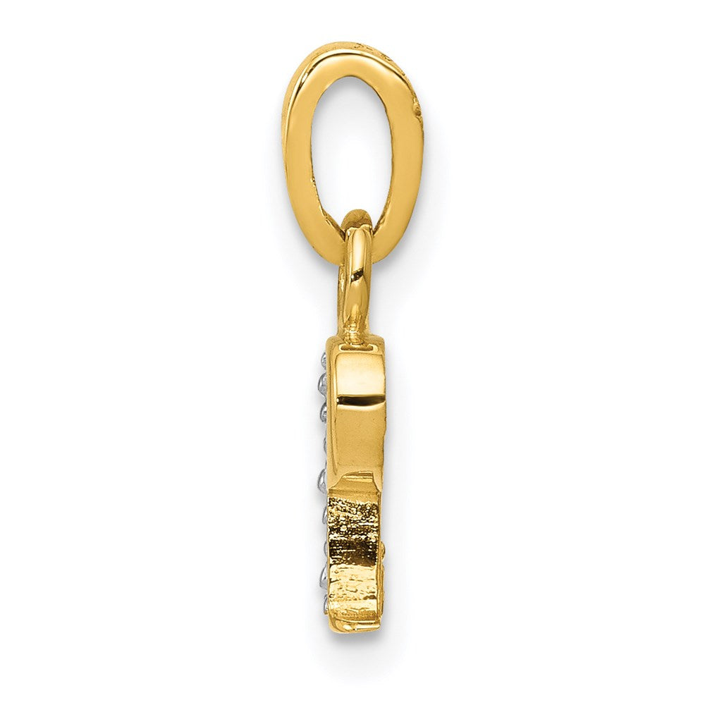 14k and Rhodium Polished .01ct Diamond Initial P Charm