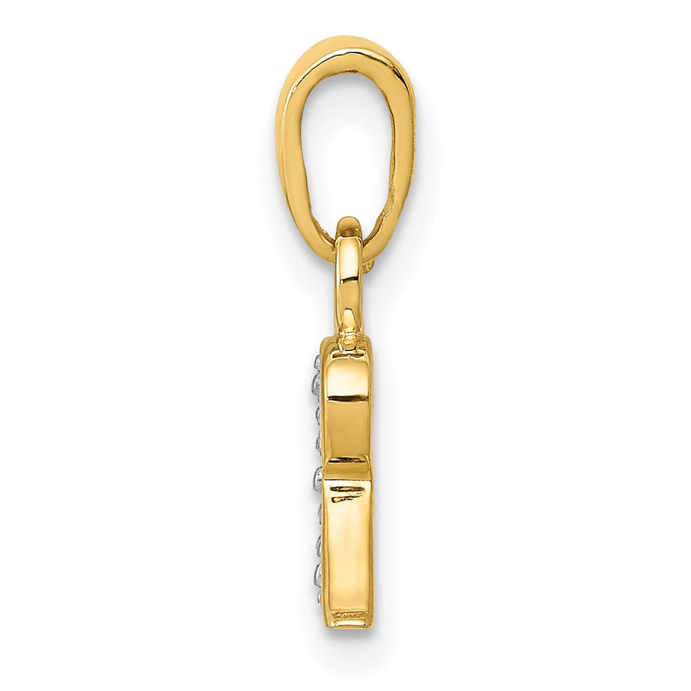 14k and Rhodium Polished .01ct Diamond Initial R Charm