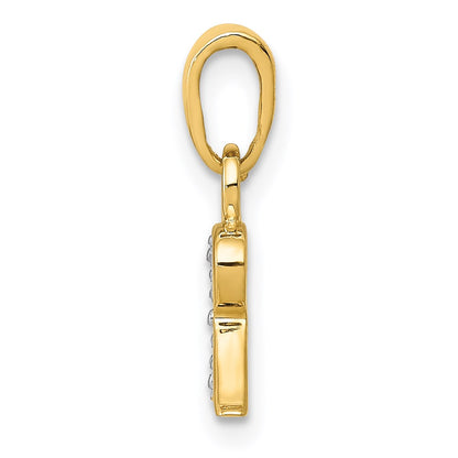 14k and Rhodium Polished .01ct Diamond Initial R Charm