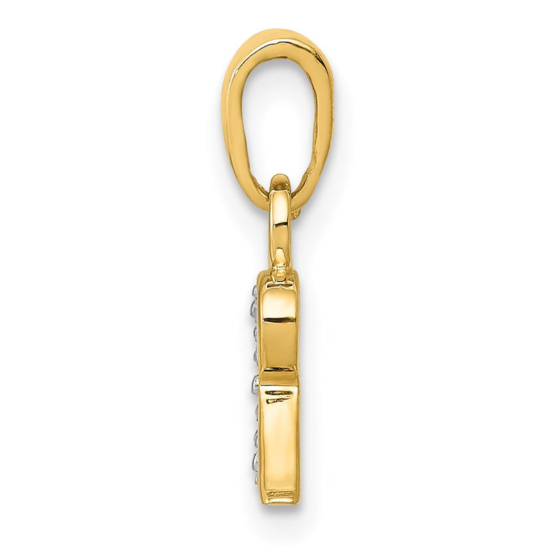 14k and Rhodium Polished .01ct Diamond Initial R Charm