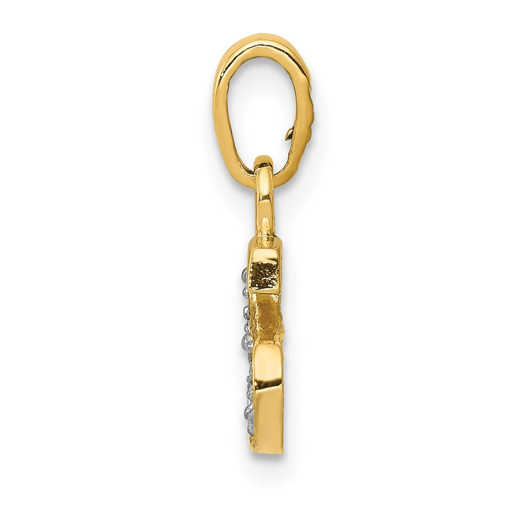 14k and Rhodium Polished .01ct Diamond Initial S Charm