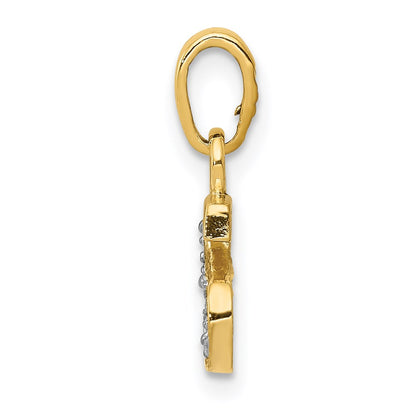 14k and Rhodium Polished .01ct Diamond Initial S Charm