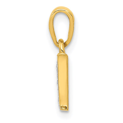 14k and Rhodium Polished .01ct Diamond Initial W Charm