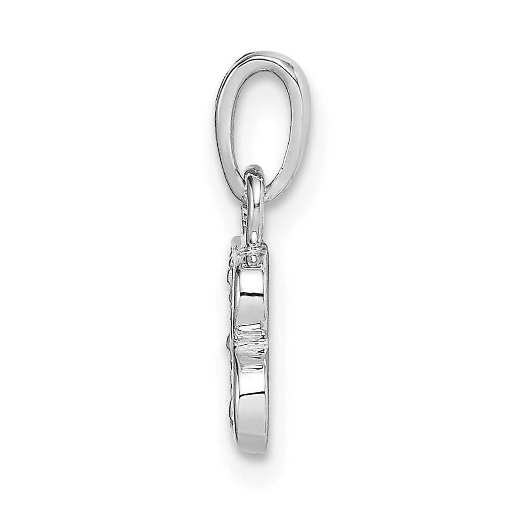 14k White Gold Polished .01ct Diamond Initial B Pendant