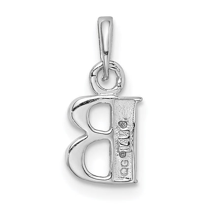 14k White Gold Polished .01ct Diamond Initial B Pendant