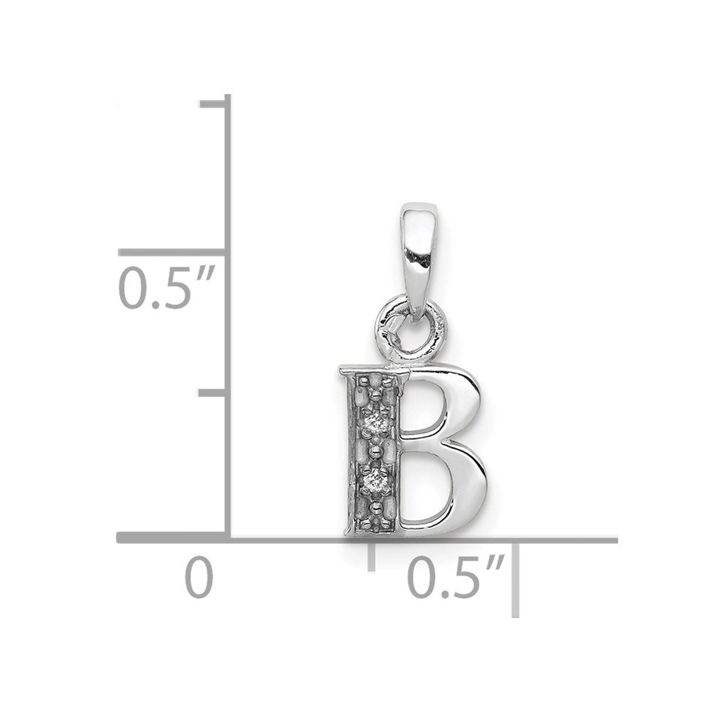 14k White Gold Polished .01ct Diamond Initial B Pendant