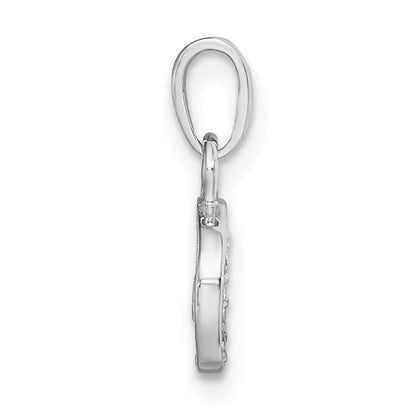 14k White Gold Polished .01ct Diamond Initial C Pendant