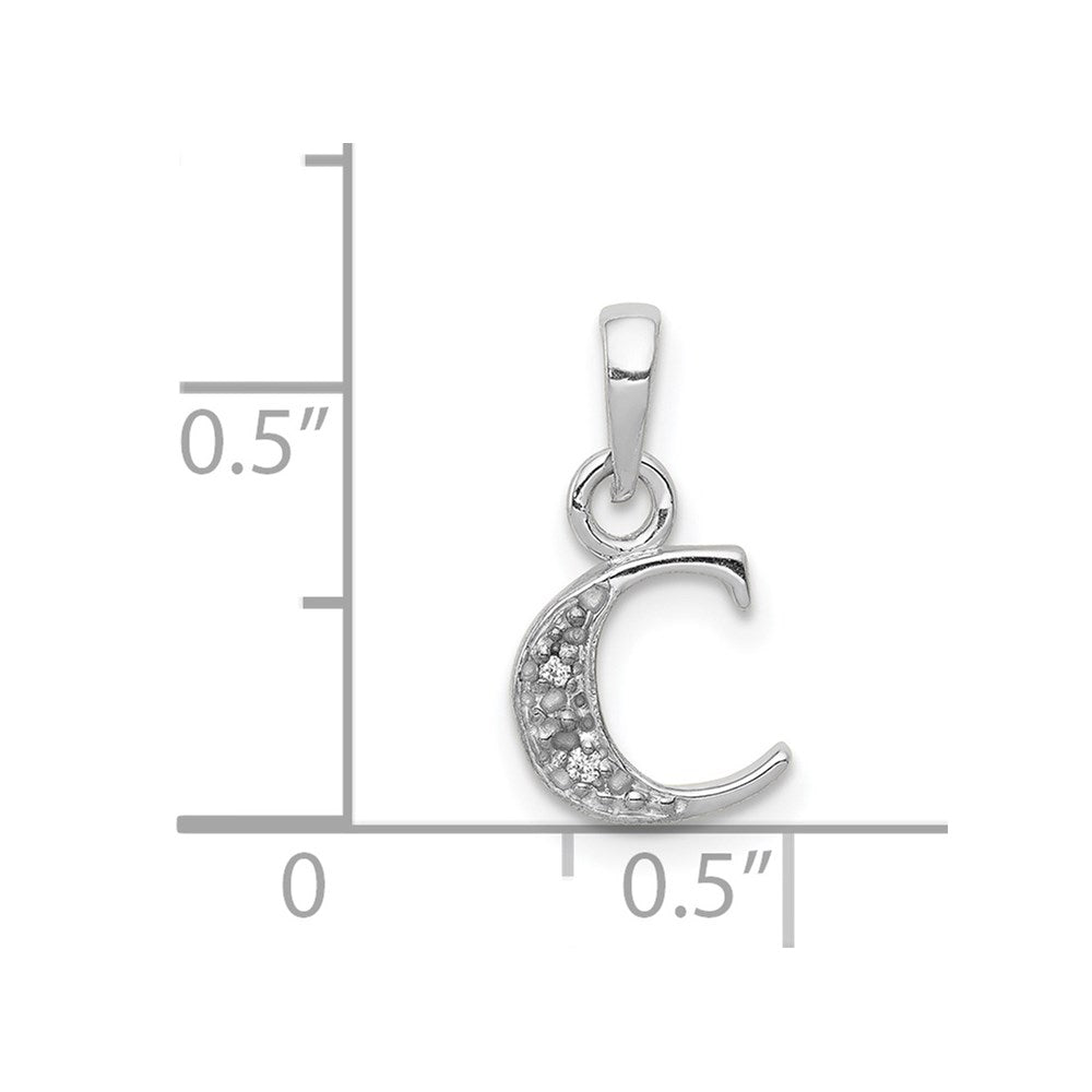 14k White Gold Polished .01ct Diamond Initial C Pendant