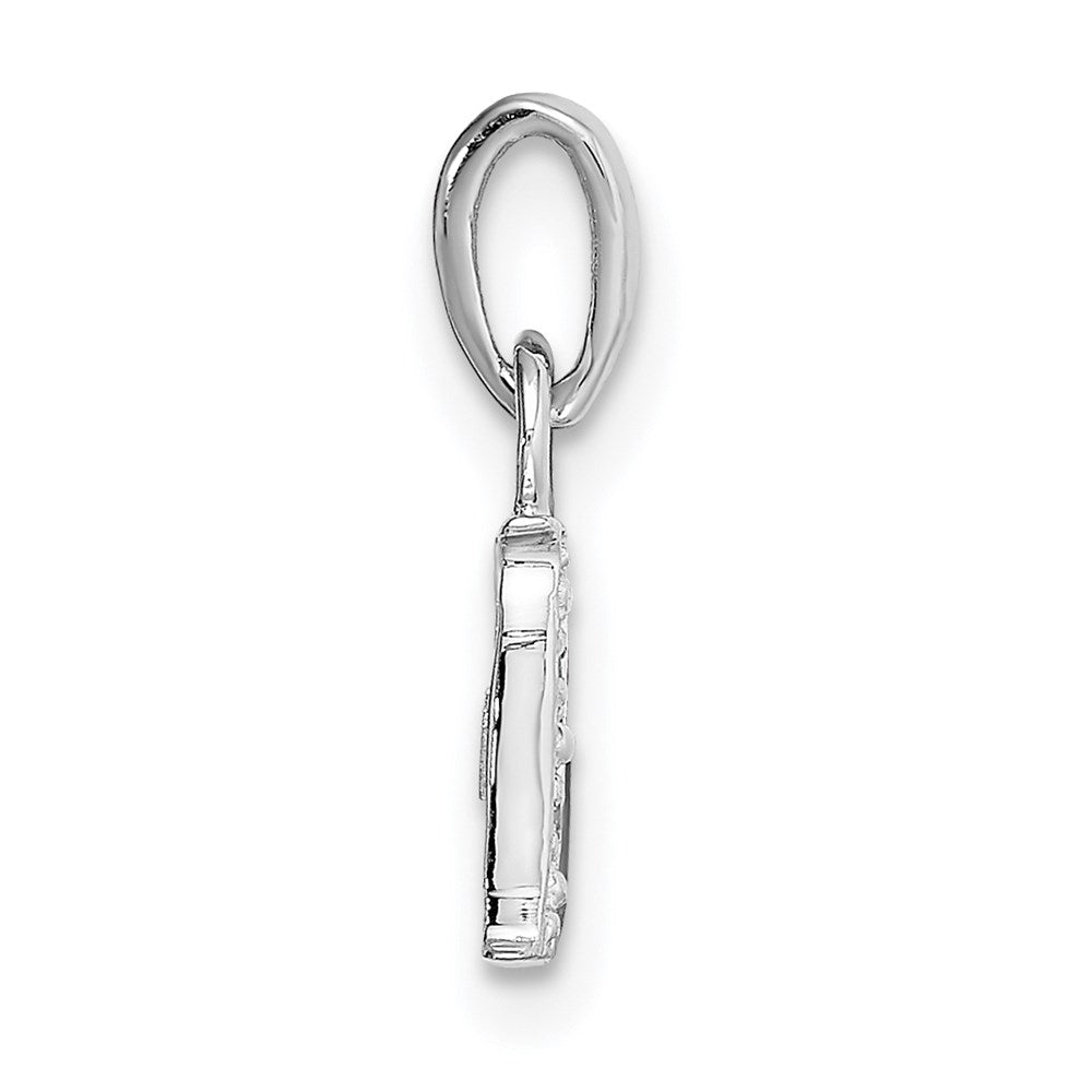 14k White Gold Polished .01ct Diamond Initial D Pendant
