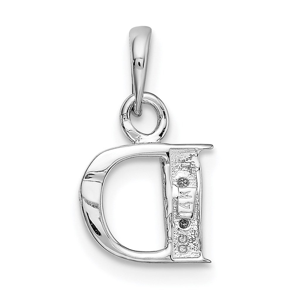 14k White Gold Polished .01ct Diamond Initial D Pendant