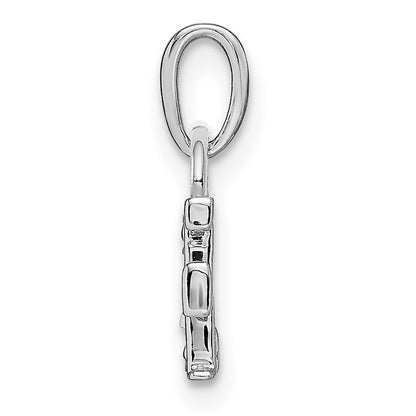14K White Gold Polished .01ct Diamond Initial F Charm