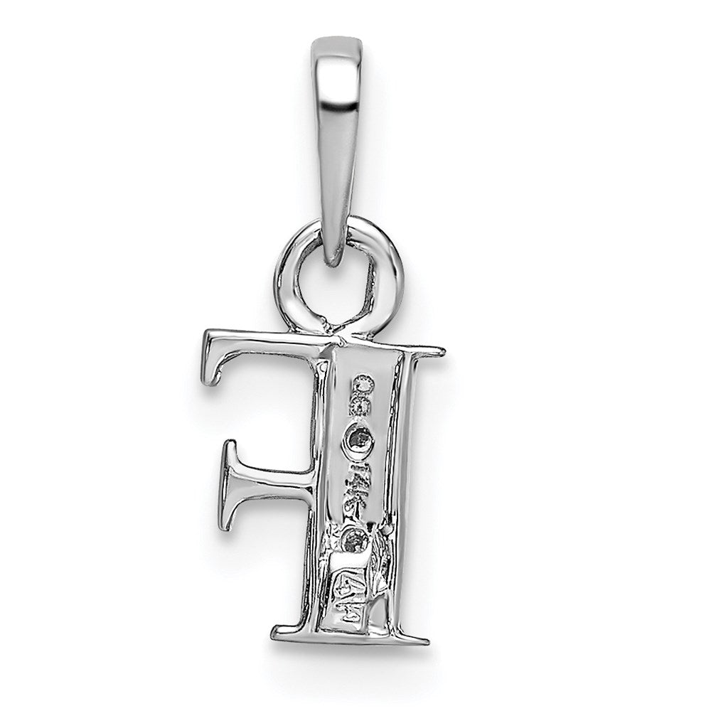 14K White Gold Polished .01ct Diamond Initial F Charm