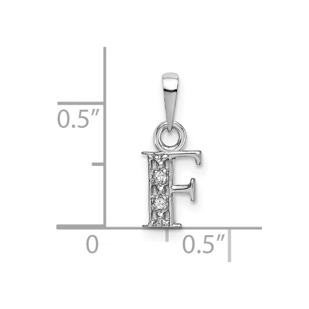 14K White Gold Polished .01ct Diamond Initial F Charm
