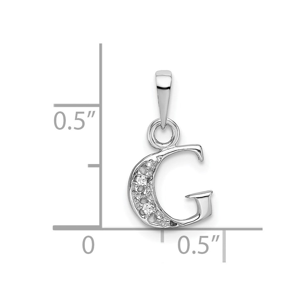 14K White Gold Polished .01ct Diamond Initial G Charm