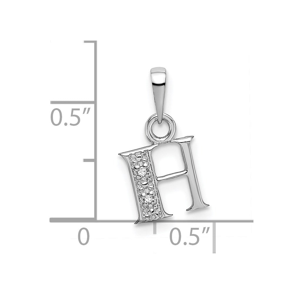 14K White Gold Polished .01ct Diamond Initial H Charm