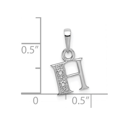14K White Gold Polished .01ct Diamond Initial H Charm