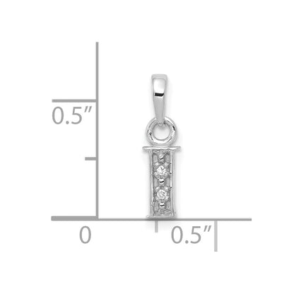 14K White Gold Polished .01ct Diamond Initial I Charm