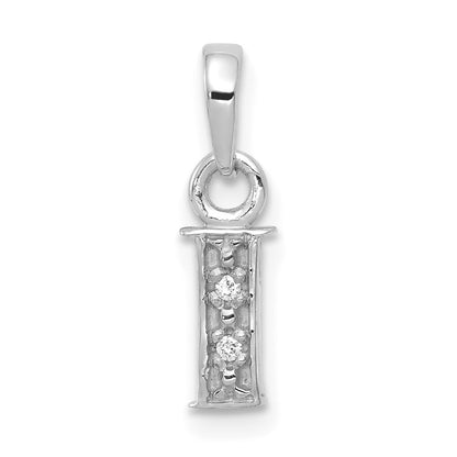 14K White Gold Polished .01ct Diamond Initial I Charm