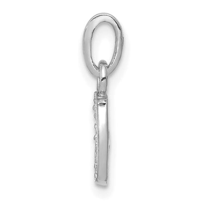 14K White Gold Polished .01ct Diamond Initial J Charm