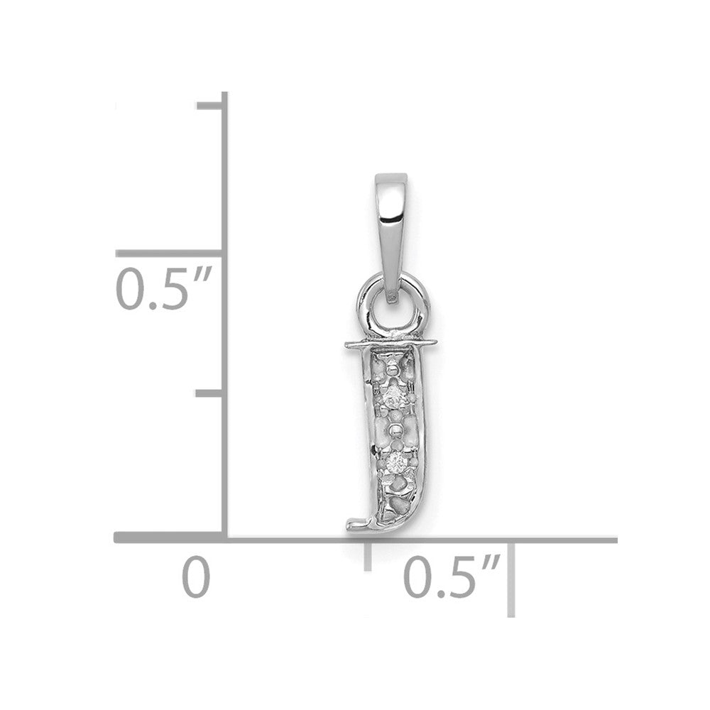 14K White Gold Polished .01ct Diamond Initial J Charm