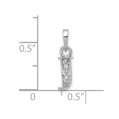 14K White Gold Polished .01ct Diamond Initial J Charm