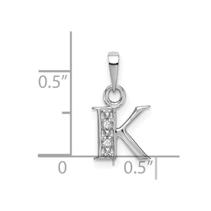 14K White Gold Polished .01ct Diamond Initial K Charm