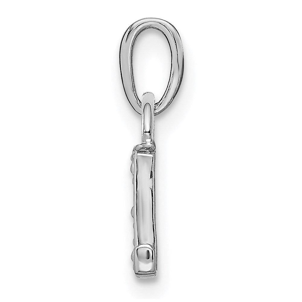 14K White Gold Polished .01ct Diamond Initial L Charm