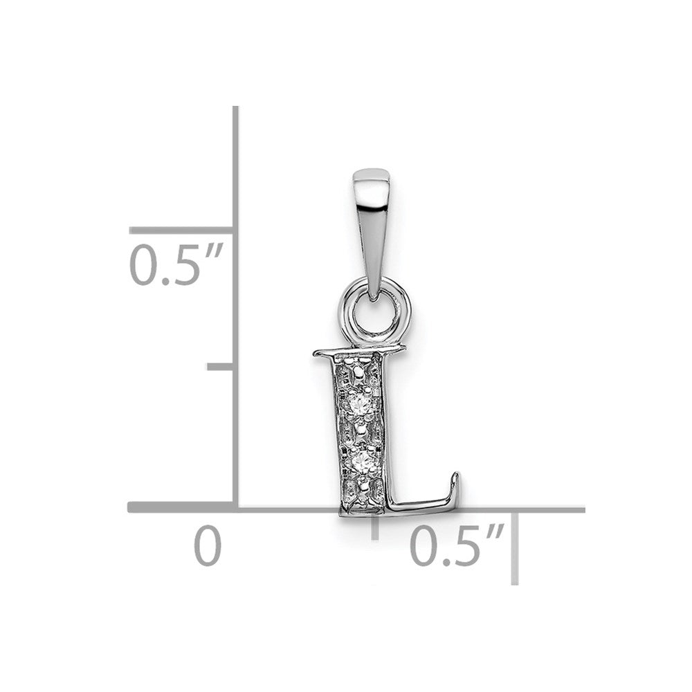 14K White Gold Polished .01ct Diamond Initial L Charm