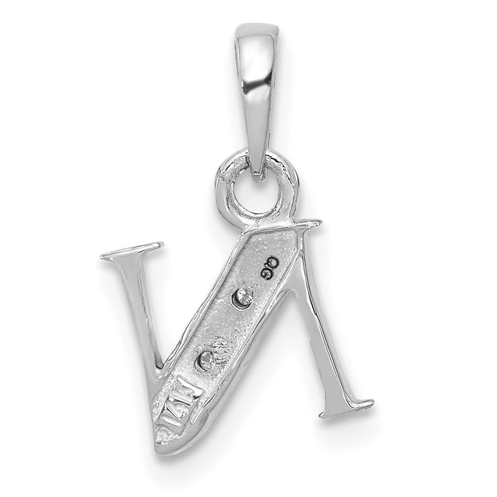 14K White Gold Polished .01ct Diamond Initial N Charm