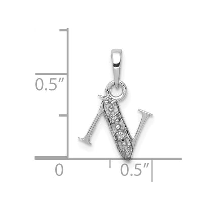 14K White Gold Polished .01ct Diamond Initial N Charm